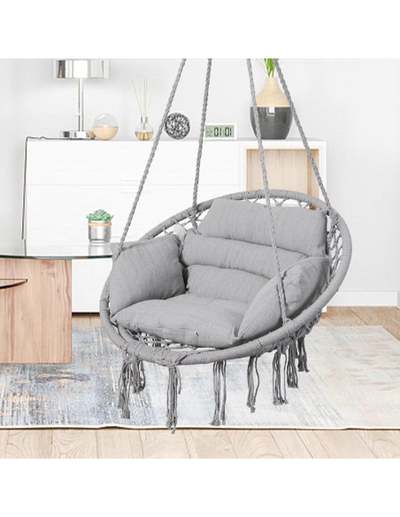 Silla Hamaca Goutime Gris con Cojín y Hardware Incluido