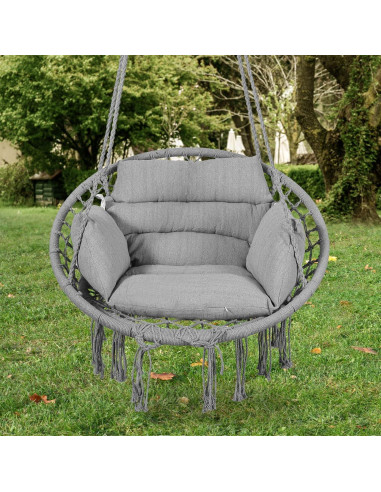 Silla Hamaca Goutime Gris con Cojín y Hardware Incluido