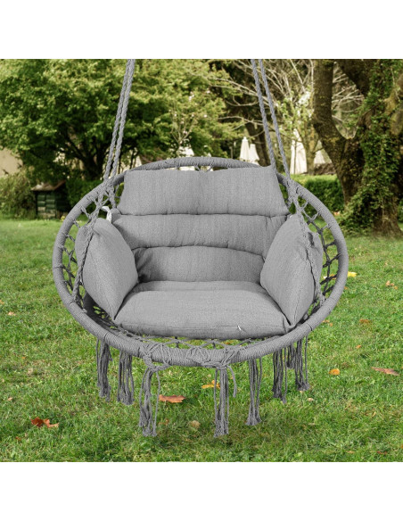 Silla Hamaca Goutime Gris con Cojín y Hardware Incluido