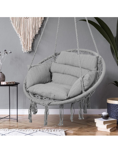 Silla Hamaca Goutime Gris con Cojín y Hardware Incluido
