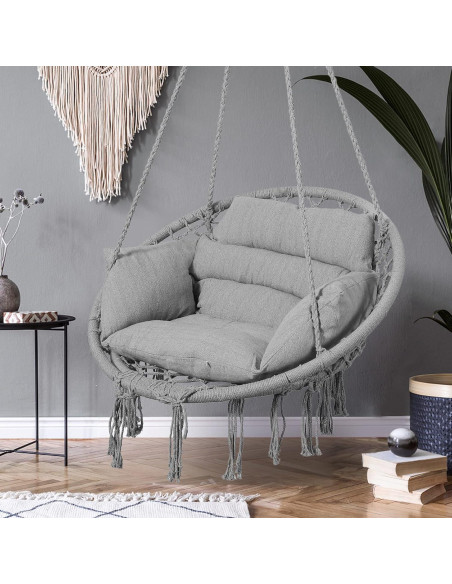 Silla Hamaca Goutime Gris con Cojín y Hardware Incluido