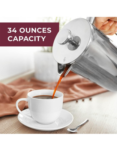 Cafetera Francesa Mueller 34oz Acero Inoxidable Doble Pared