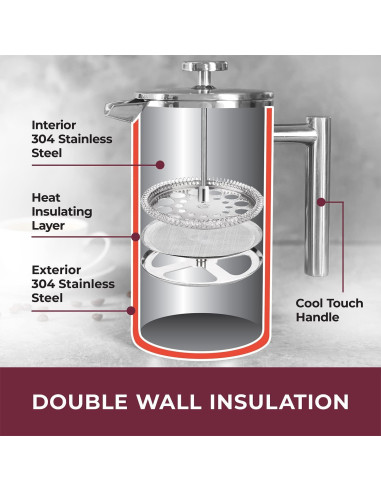 Cafetera Francesa Mueller 34oz Acero Inoxidable Doble Pared
