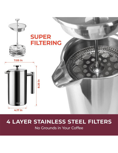 Cafetera Francesa Mueller 34oz Acero Inoxidable Doble Pared