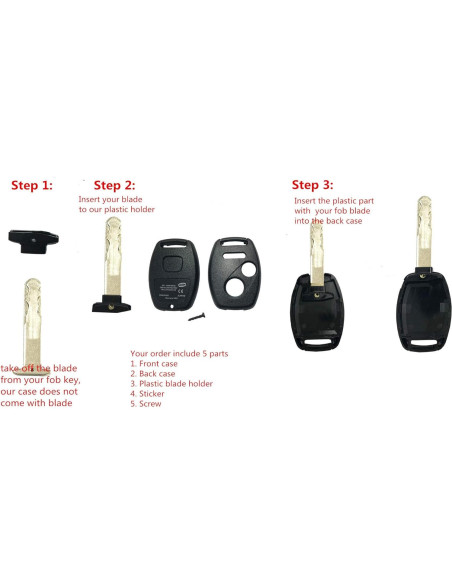 Funda de llave Honda CRV Civic Pilot 2+1 botones Negra