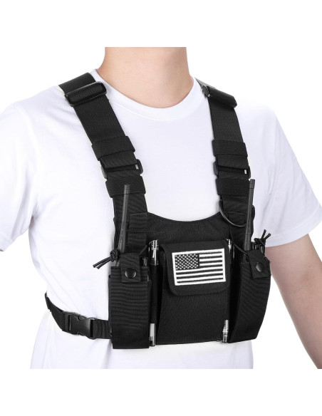 Arnés de Pecho abcGoodefg para Radio Bidireccional Negro