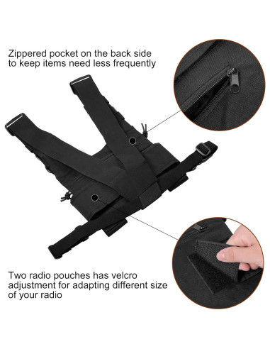 Arnés de Pecho abcGoodefg para Radio Bidireccional Negro