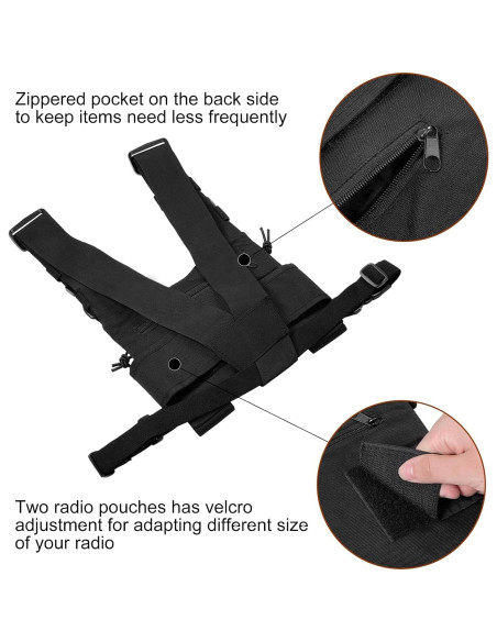 Arnés de Pecho abcGoodefg para Radio Bidireccional Negro