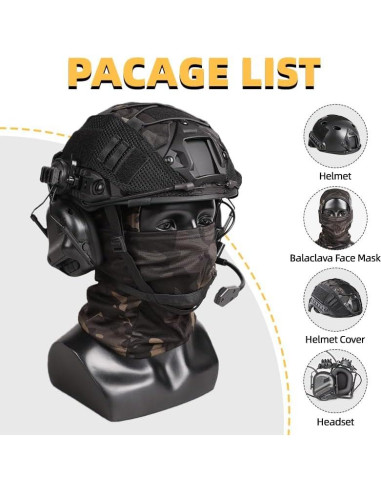 Casco Táctico Tumhuts con Auriculares y Máscara Facial