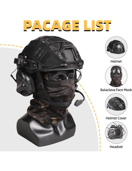 Casco Táctico Tumhuts con Auriculares y Máscara Facial