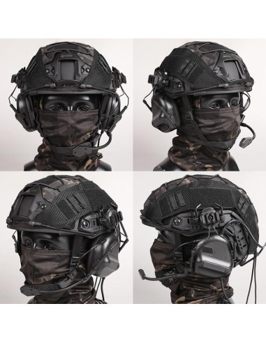 Casco Táctico Tumhuts con Auriculares y Máscara Facial