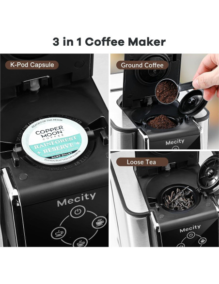 Cafetera Mecity 3 en 1 KC101, 1.5L, Rápida y Automática