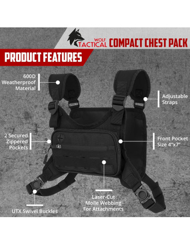 Mochila Táctica WOLF TACTICAL Compacta para el Pecho