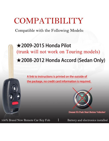 Control Remoto MechanMagic para Honda Pilot y Accord 2 Piezas