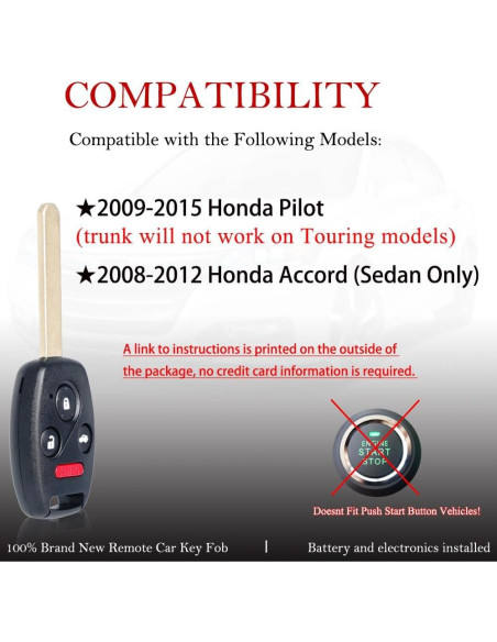 Control Remoto MechanMagic para Honda Pilot y Accord 2 Piezas