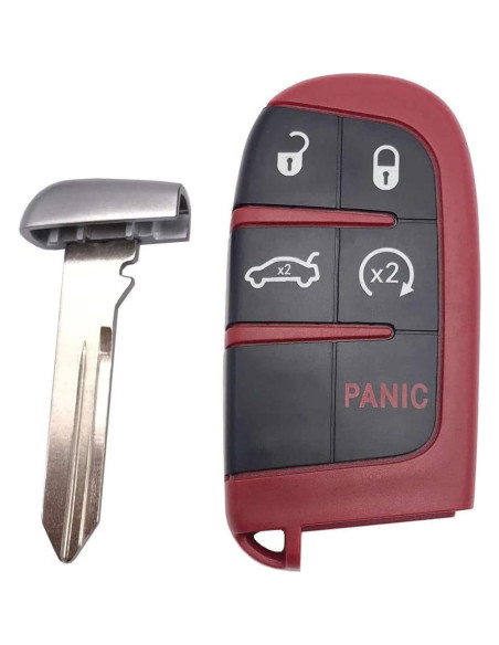 Cubierta de llave 5 botones Horande para Dodge y Jeep Roja