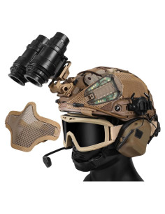 Casco Táctico Tumhuts con Auriculares y Máscara Facial