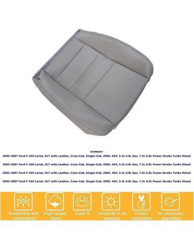 Cubierta de Asiento de Cuero GXARTS Gris Flint para Ford