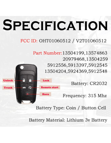 Control Remoto Entrada Sin Llave SUPALAND para Chevy 2010-2021