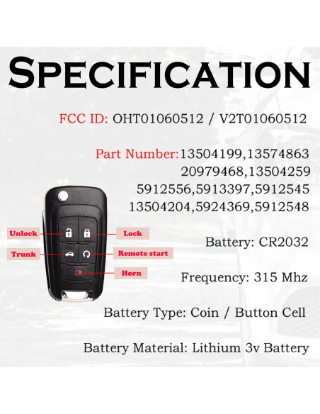 Control Remoto Entrada Sin Llave SUPALAND para Chevy 2010-2021