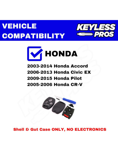 Carcasa de Llave Honda KEYLESSPROS 4 Botones Sin Corte