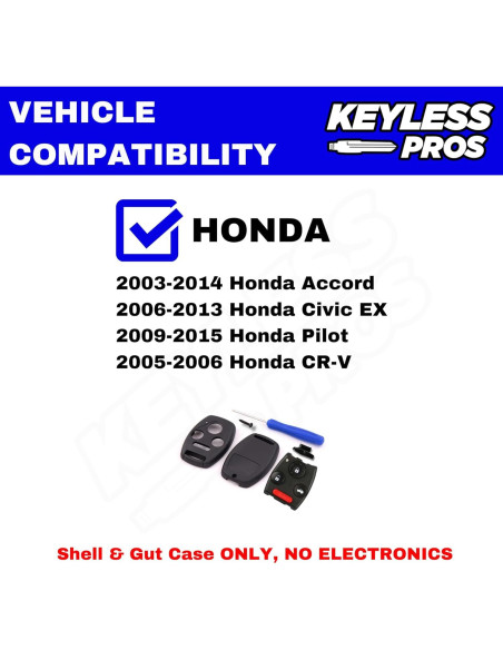 Carcasa de Llave Honda KEYLESSPROS 4 Botones Sin Corte