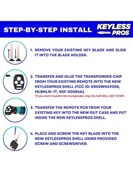 Carcasa de Llave Honda KEYLESSPROS 4 Botones Sin Corte