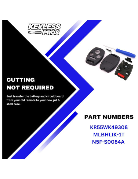 Carcasa de Llave Honda KEYLESSPROS 4 Botones Sin Corte