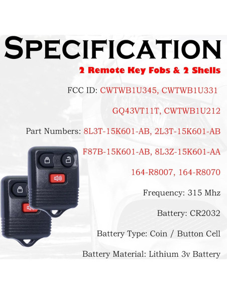 Control Remoto Entrada Sin Llave Ford + Supaland + 2 Piezas