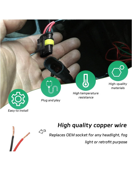 Adaptador de Conexión de Cableado Suvnie 2 PCS para Faros