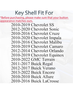 Funda de llavero SUPALAND para Chevy 2010-2019 5 botones 2