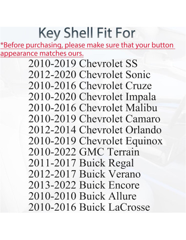 Funda de llavero SUPALAND para Chevy 2010-2019 5 botones