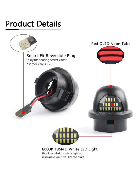 Luz de Placa de Licencia Gempro LED para Ford F150/F250 2PCS