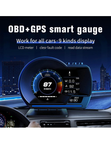 Velocímetro HUD Wiiyii P6 OBD+GPS, Pantalla 3.5cm
