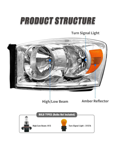 Faros para Dodge Ram 2006-2009 AD CARLIGHTS Lente clara