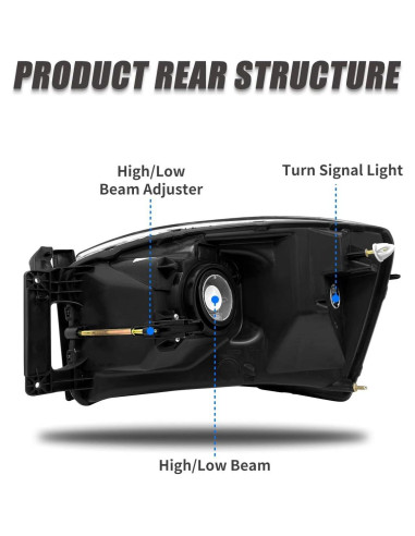Faros para Dodge Ram 2006-2009 AD CARLIGHTS Lente clara