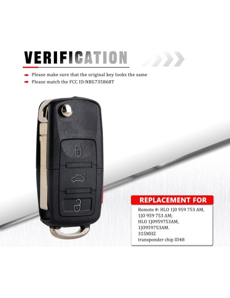 Llavero remoto Volkswagen 4 botones BestKeys 2002-2006