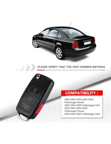 Llavero remoto Volkswagen 4 botones BestKeys 2002-2006