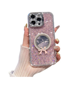 Funda protectora TPU para iPhone 16 Pro Max con soporte y brillo