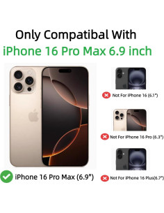 Funda protectora TPU para iPhone 16 Pro Max con soporte y brillo 2