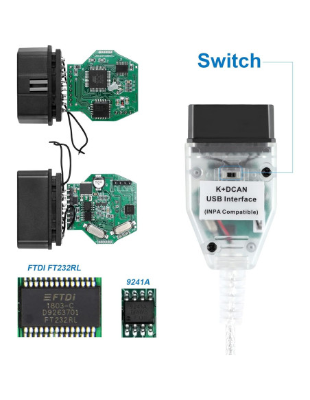 Cable OBD2 LZLRUN K+DCAN para BMW con Interruptor