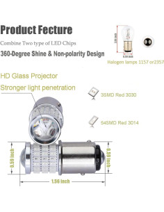 Bombillas LED iBrightstar 1157 Rojo Brillante 2 Piezas 2