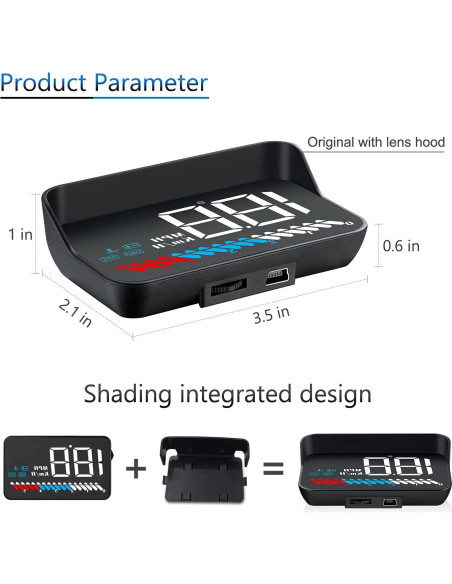 Car HUD Display Wiiyii M7, Medidor OBD/GPS, Velocidad y Más