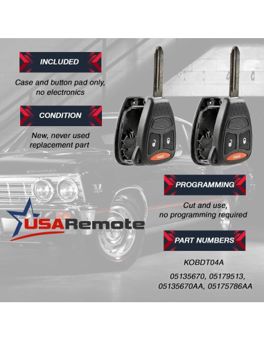 Funda de llave 2 botones Dodge Caliber Dakota Durango