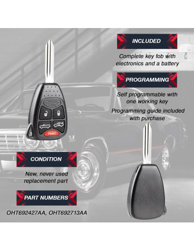 Control Remoto USARemote OHT692427AA 5 Botones para Chrysler