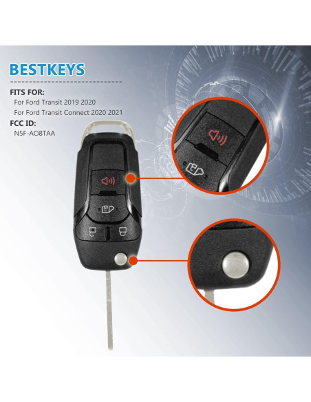 Llave de control remoto BestKeys para Ford Transit 2019-2021