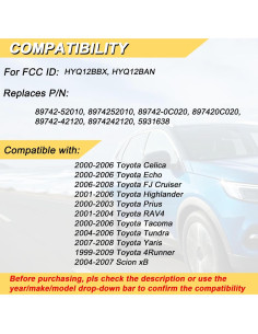 Control Remoto Llavero Vurkcy para Toyota 2001-2006 2