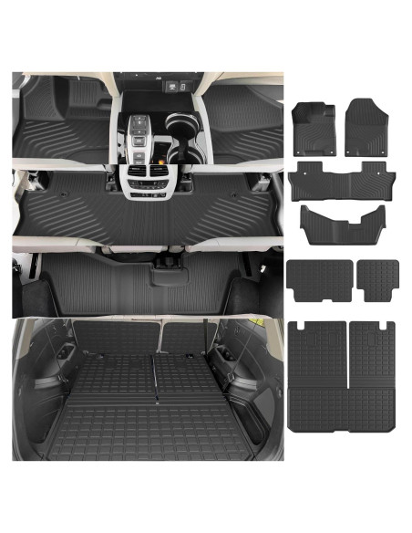 Tapetes de Piso Powoq para Honda Pilot 8 Asientos 2016-2022