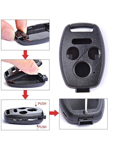 Carcasa Llave Honda 3 Botones BINOWEN Rojo y Negro