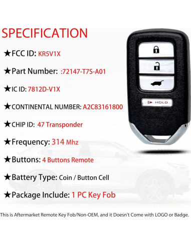Llave remota MechanMagic para Honda HR-V 2016-2022